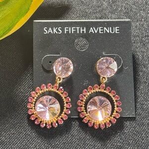 Pink Crystal Gold Statement Earrings Saks Fifth Avenue